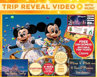 Personalized Surprise Trip Reveal Video Message Movie Mouse Kids Family Magical World Land Theme Park Orlando Florida California Paris