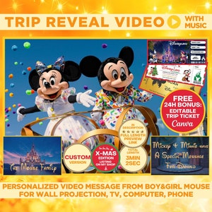 Personalized Surprise Trip Reveal Video Message Movie Mouse Kids Family Magical World Land Theme Park Orlando Florida California Paris image 1