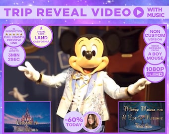 Surprise Trip Reveal Video Movie Mouse Message Kids Birthday Family Friends Adults Magical Theme Park Vacation Ticket Land California