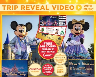 Personalized Surprise Trip Reveal Video Message Movie Mouse Kids Family Magical World Land Theme Park Orlando Florida California Paris