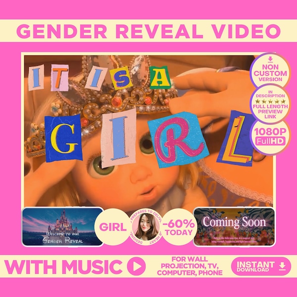 Girl Gender Reveal Filmaankondiging aan familie, het is een meisje Gender Reveal Video om te verrassen, Magisch Baby Gender Reveal Idee Unieke Confetti