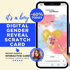 BOY Digital Scratch Off Card Gender Reveal Idee uniche per la famiglia Giochi di rivelazione del genere per collega via posta tramite e-mail Invito Baby Shower