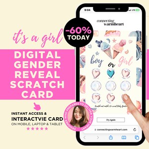 MEISJE Digitale kraskaart Gender Reveal Idee Uniek voor familie Gender Reveal Game voor gast Whats The Scoop Tic Tac Toe-spel per post