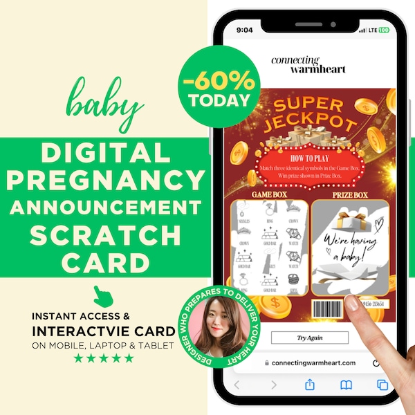 Surprise Pregnancy Announcement Grandparent To Parents To Husband Digital Gender Neutral Lottery Ticket Scratch Off Card For Baby Reveal