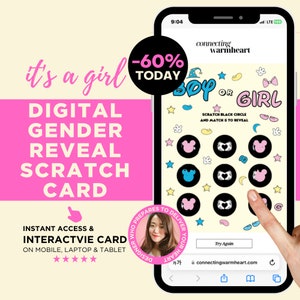 GIRL Digital Scratch Off Card Gender Reveal Idea Unique To Family Gender Reveal Game For Guest Tic Tac Toe By Mail Baby Shower Invitation