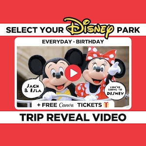 Mensaje de video sorpresa personalizado de Disneyworld Disneyland para revelar un viaje Mickey Minnie Kids Magical Disney World Florida California París