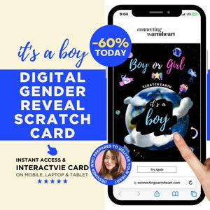 BOY Digital Scratch Off Card Gender Reveal Idee uniche per la famiglia Giochi di rivelazione del genere per collega via posta tramite e-mail Invito Baby Shower