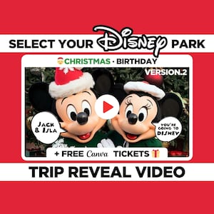Navidad Personalizado Sorpresa Viaje Revelar Mensaje de Video Película Ratón Vacaciones Santa Mundo Mágico Tierra Parque Temático Florida California París