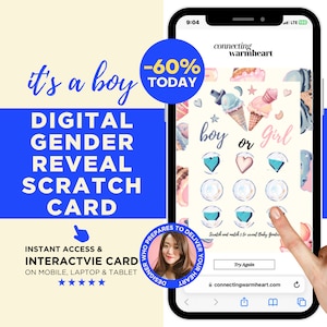 BOY Digital Scratch Off Card Gender Reveal Idée unique à la famille Gender Reveal Game pour les invités Quel est le jeu Scoop Tic Tac Toe par courrier