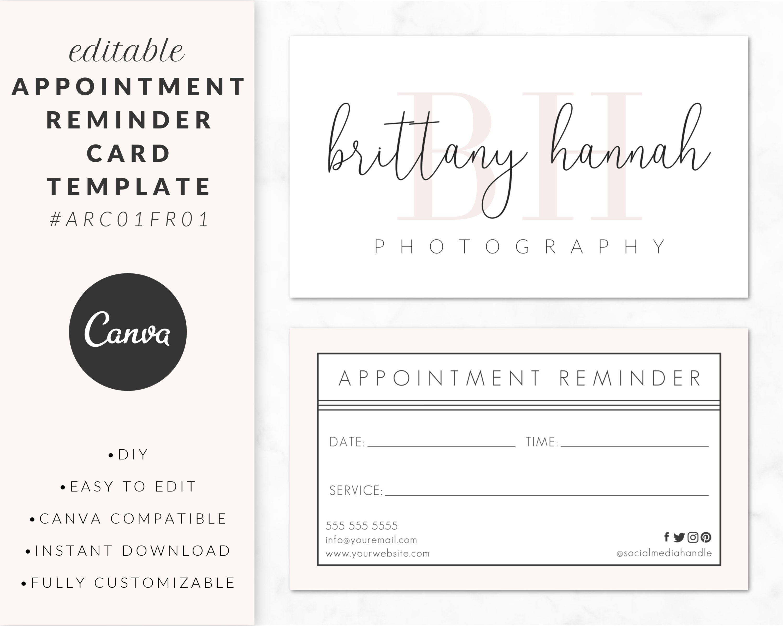 Appointment Reminder Card Template for Canva Editable - Etsy appointment-reminder-card-template-for-canva-editable-etsy