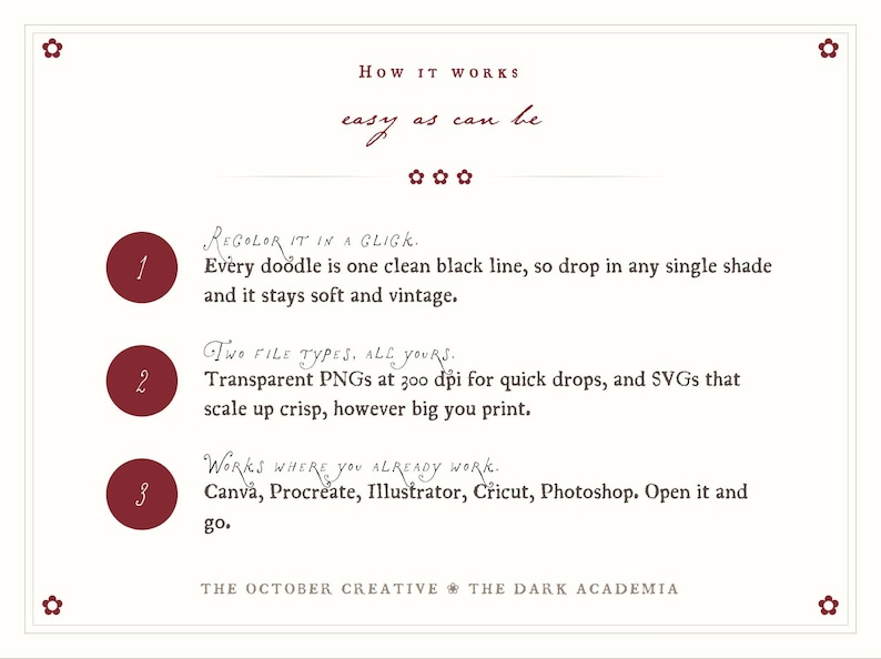 Hand Drawn Dark Academia Doodle Bundle, Library Line Art Illustrations (SVG & PNG Download) image 3