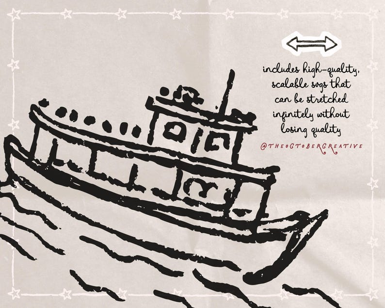 Handgezeichnetes Haus am See Doodle Bundle, Sommerferien Line Art Illustrationen (SVG & PNG Download) Bild 4