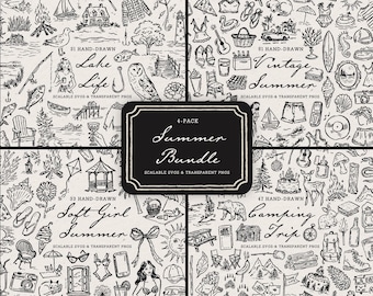 Summer Clipart Mega Bundle: 162 Hand-Drawn Vacation Doodles, SVG & PNG