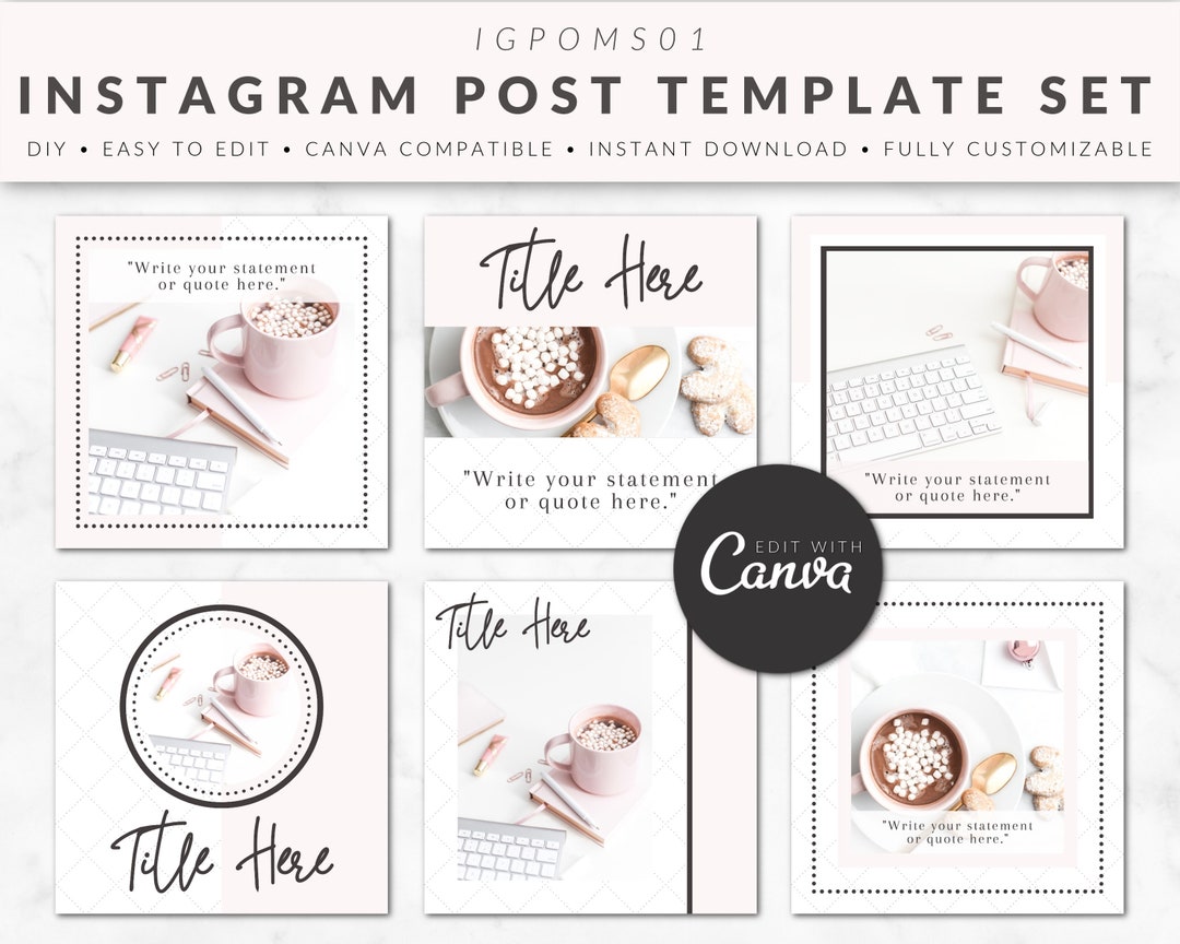 6 Instagram Post Templates for Canva, Social Media Branding, IG Posts ...