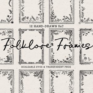 Imágenes prediseñadas de marcos florales estilo cottagecore, bordes caprichosos para invitaciones de boda de primavera (SVG PNG) imagen 2