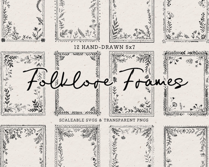 Imágenes prediseñadas de marcos florales estilo cottagecore, bordes caprichosos para invitaciones de boda de primavera (SVG PNG) imagen 2