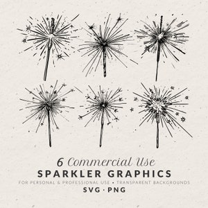 Hand Drawn Sparkler Illustration SVG PNG, Hand Drawn Wedding Icons, Whimsical Wedding Doodles, Commercial Use Clip Art for Wedding Invites