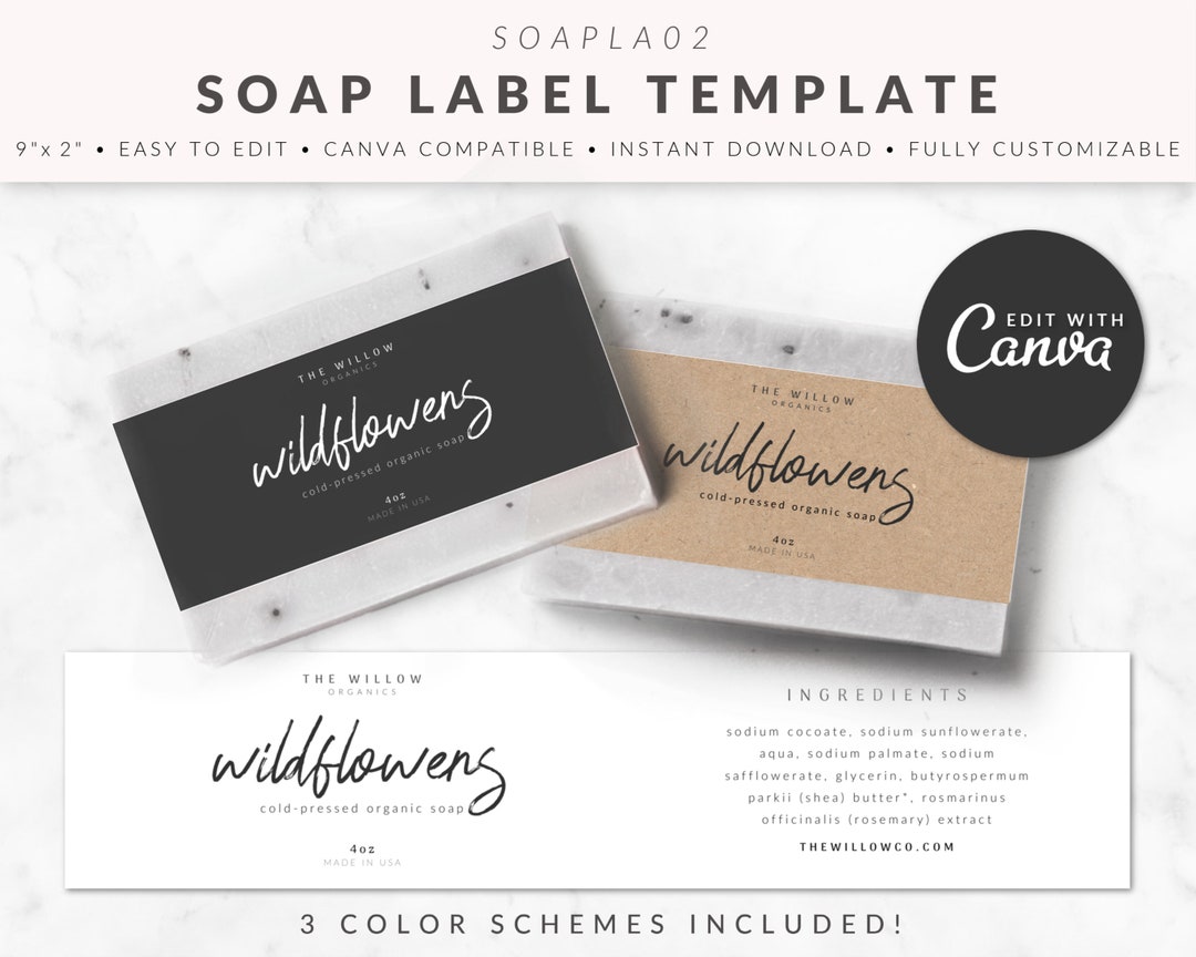 Soap Label Template for Canva, Product Label, Packaging, Customizable, Editable, Instant