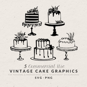Hand Drawn Wedding Cake Illustration Bundle SVG PNG, Vintage Doodles, Whimsical Line Art Icon, Sketch Drawing Clip Art for Party Invitation