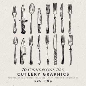 Cutlery Clipart Bundle: Hand-Drawn Wedding Doodles, SVG & PNG