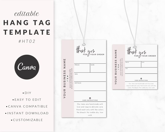 Hang Tag Template for Canva Clothing Tag Template Clothing - Etsy