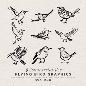 Conjunto de ilustrações de pássaros desenhados à mão SVG PNG, ícones de linhas caprichosas, clipart comercial de rabiscos de pomba vintage para convite de casamento clássico