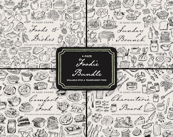 Food Clipart Mega Bundle: 189 Hand-Drawn Kitchen Doodles, SVG & PNG
