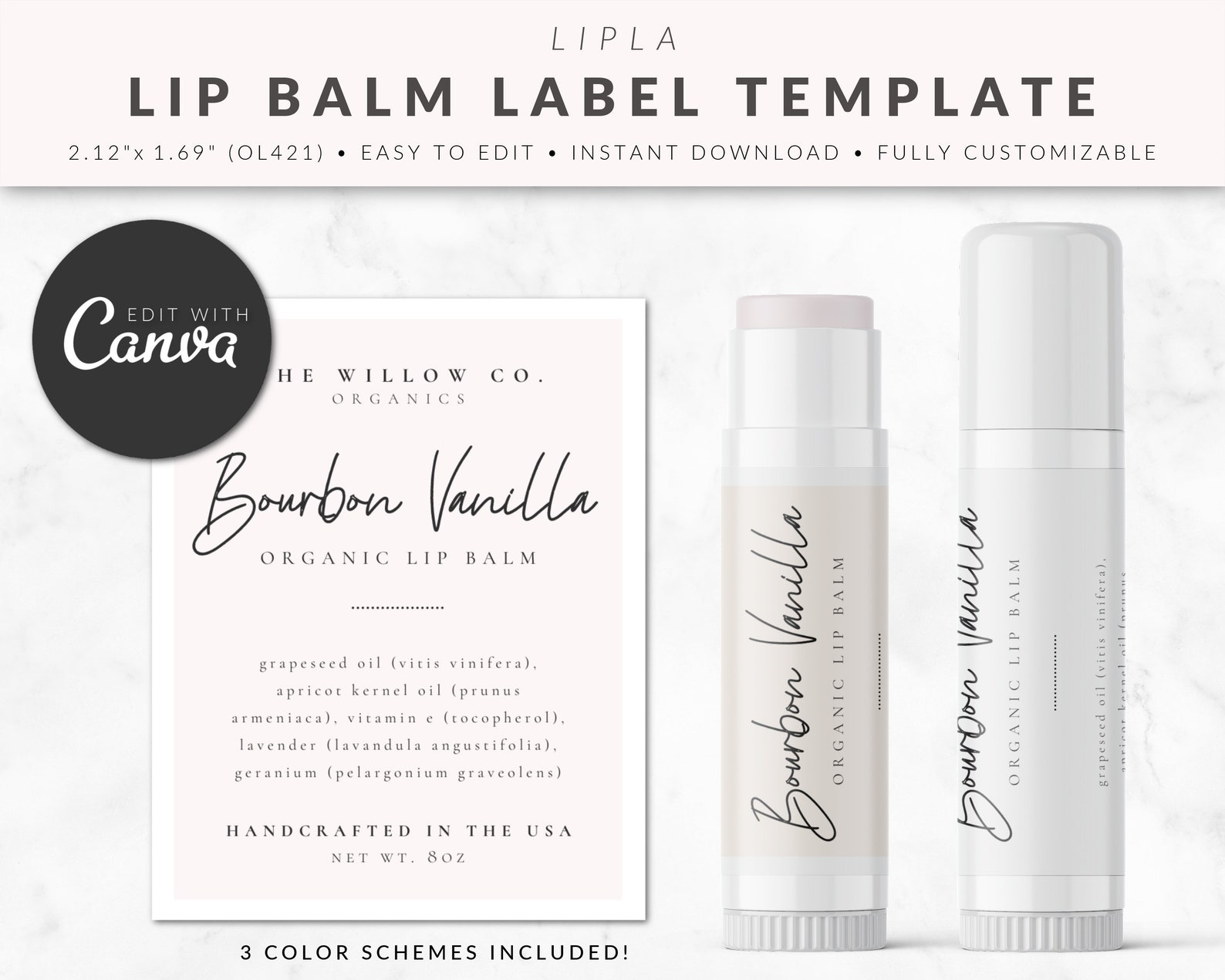 Lip Balm Label Template for Canva Product Labels Editable Etsy