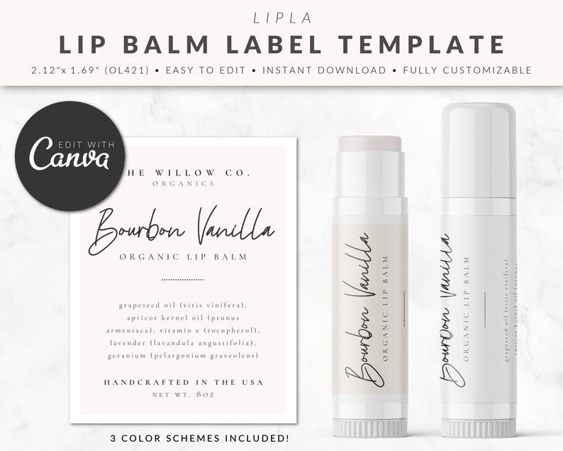 Lip Balm Label Template for Canva Product Labels Editable Etsy