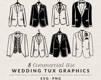Suit Tux Clipart Bundle: Hand-Drawn Wedding Doodles, SVG & PNG