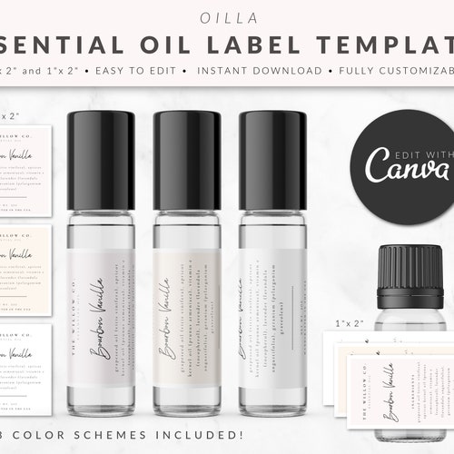 10ml 5ml Essential Oil Roll-on Label Template for Canva | Etsy