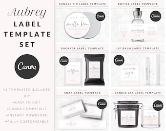 Product Label Template Set for Canva, Template Bundle, Soap Label, Candle Label, Jar Bottle Label, Packaging, Customizable, Editable AUBREY