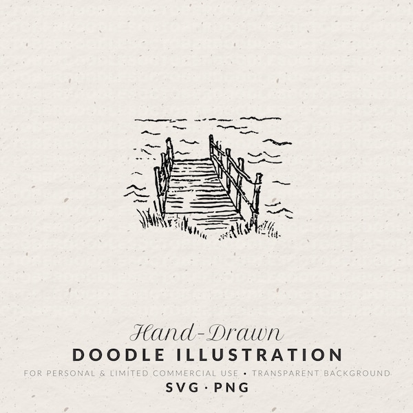 Lake Dock Clipart: Hand-Drawn Lake Life Doodle, SVG & PNG