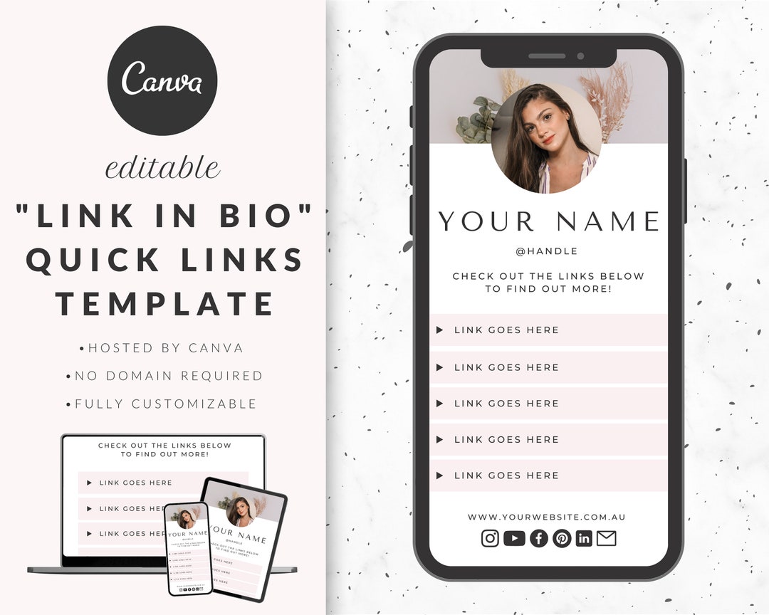 Link in Bio Website Template for Canva, Quick Links Canva Template ...