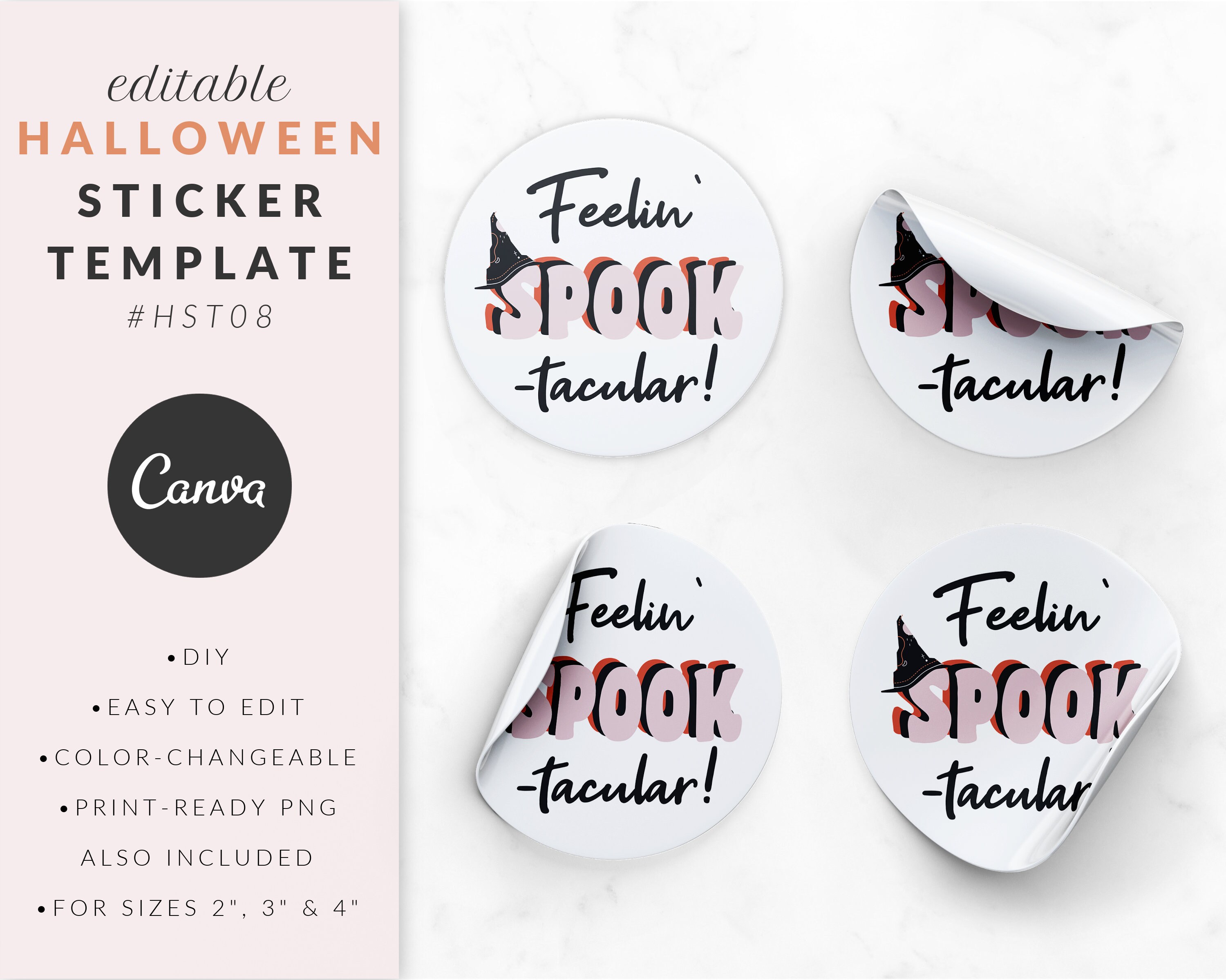 Halloween Sticker Template for Canva Printable Stickers - Etsy