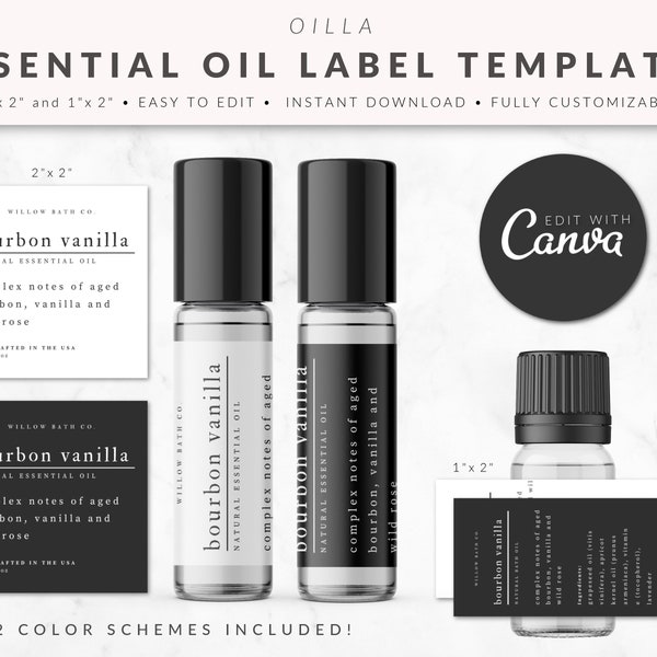 10ml 5ml Essential Oil Roll-On Label Template for Canva, Roller Ball Label, Editable Labels, Product Labels, Product Packaging, SUTTON