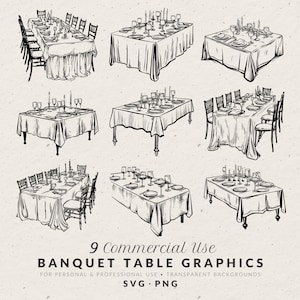 Hand Drawn Wedding Table Illustration SVG PNG, Hand Drawn Wedding Icons, Whimsical Wedding Doodles, Commercial Use Clip Art for Invitations