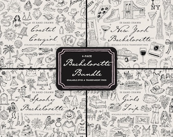 Bachelorette Clipart Mega Bundle: 167 Hand-Drawn Party Doodles, SVG & PNG