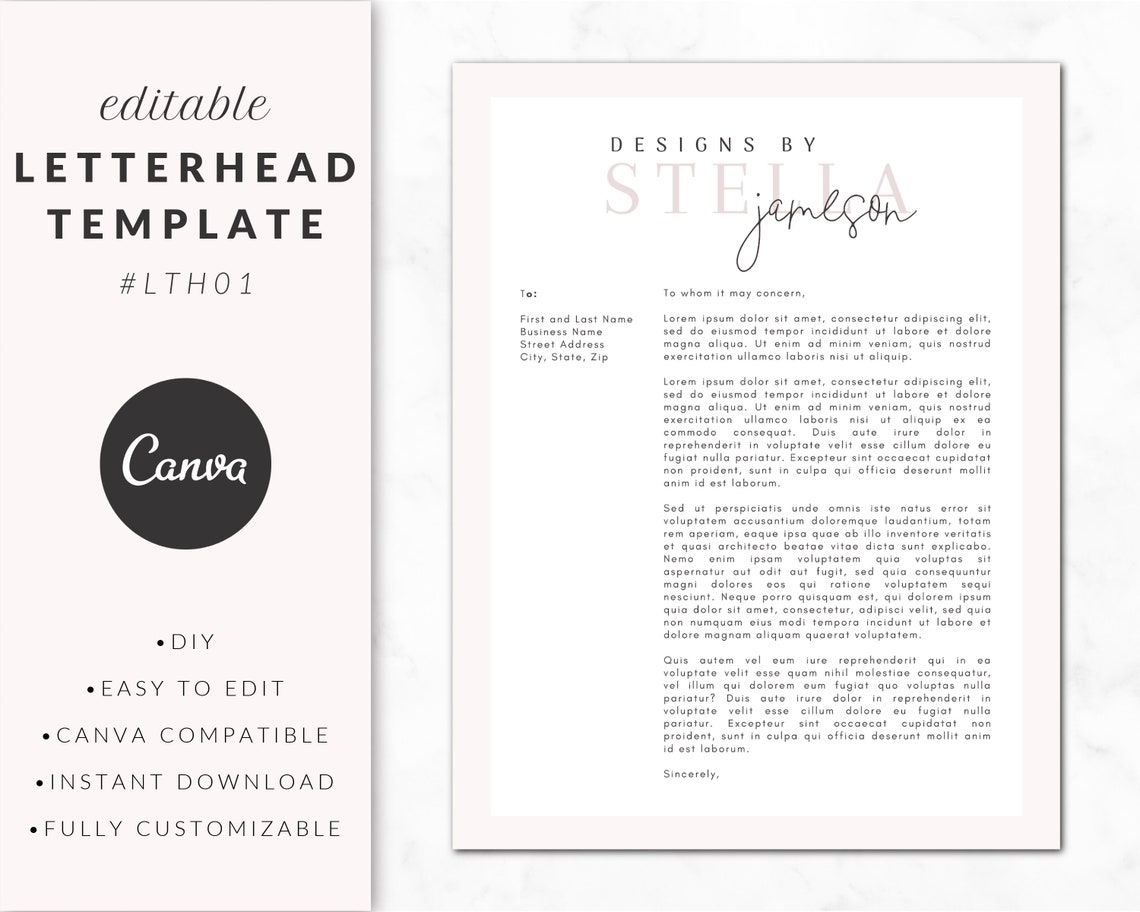 Letterhead Template for Canva Business Stationery Printable - Etsy