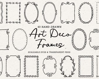 Clipart cadre Art déco : bordures fantaisistes dessinées à la main - fichiers SVG et PNG