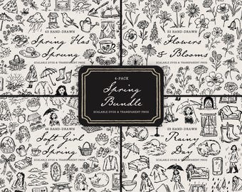 Spring Clipart Mega Bundle: 151 Hand-Drawn Floral Doodles, SVG & PNG