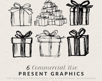 Christmas Present Clipart Bundle: Hand-Drawn Holiday Doodles, SVG & PNG