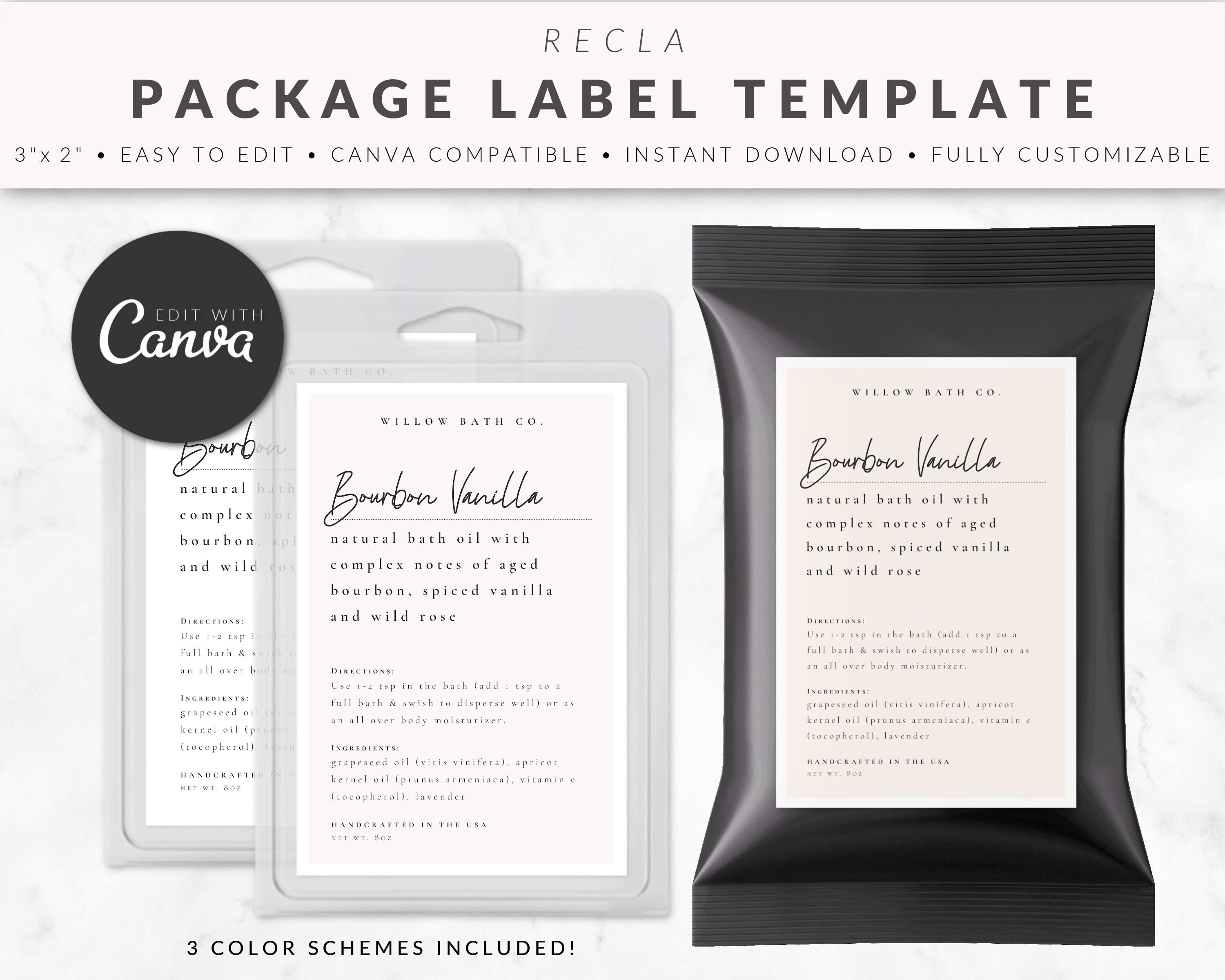 Editable Canva Product Label Template Skincare Labels Custom Etsy