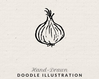 Onion Line Art Icon - Hand Drawn Whimsical Food Illustration Doodle Clipart (PNG & SVG)