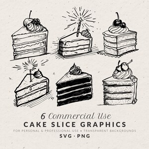 Cake Slice Clipart Bundle: Hand-Drawn Wedding Doodles, SVG & PNG