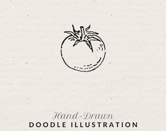 Tomato Line Art Icon - Hand Drawn Whimsical Food Illustration Doodle Clipart (PNG & SVG)