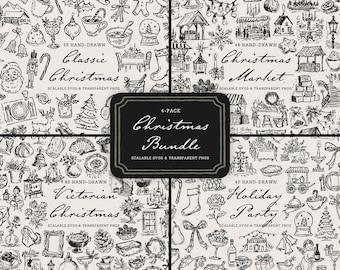 Christmas Clipart Mega Bundle: 208 Hand-Drawn Holiday Doodles, SVG & PNG