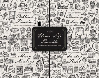 Home Life Clipart Mega Bundle: 137 Hand-Drawn Lifestyle Doodles, SVG & PNG