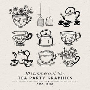 Tea Party Clipart Bundle: Hand-Drawn Quirky Doodles, SVG & PNG