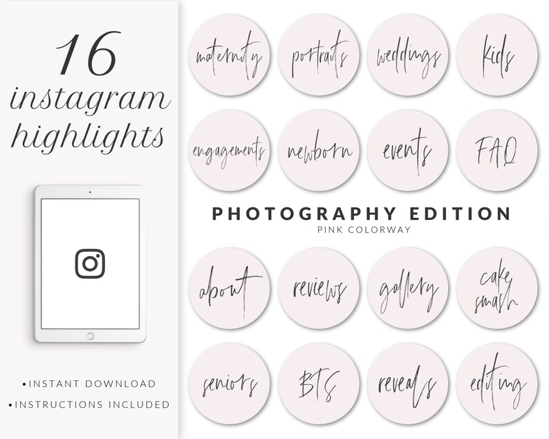 Pink Photography Instagram Highlight Covers Instagram - Etsy